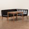 Baxton Studio Sanford Mid-Century Dark Brown Faux Leather and Walnut Brown Finished Wood 3-PC Dining Nook Set 184-11343-9305-Zoro - alternate 6